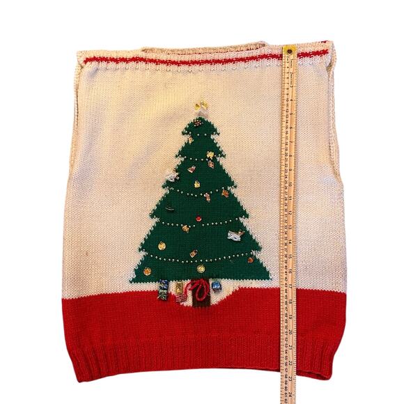 Vintage Handcrafted Ugly/Tacky Christmas Tree Sweater Vest Size M (Unbranded) - Picture 6 of 8